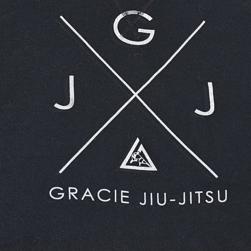 Gracie Jiu-Jitsu Hoodie XL Black Cross Logo Pullover Independent Trading Company - Picture 3 of 6